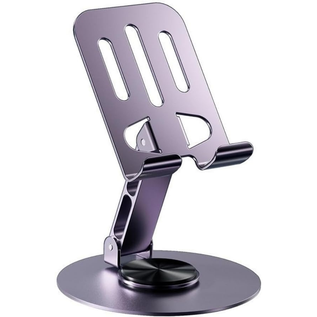 Suporte Alumínio de Mesa Base Rotatória Ajustável 360º Para Smartphones e Tablets -V8