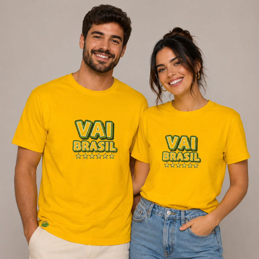 Camiseta Unisex 100% Algodao Vai Brasil Seleçao Brasileira
