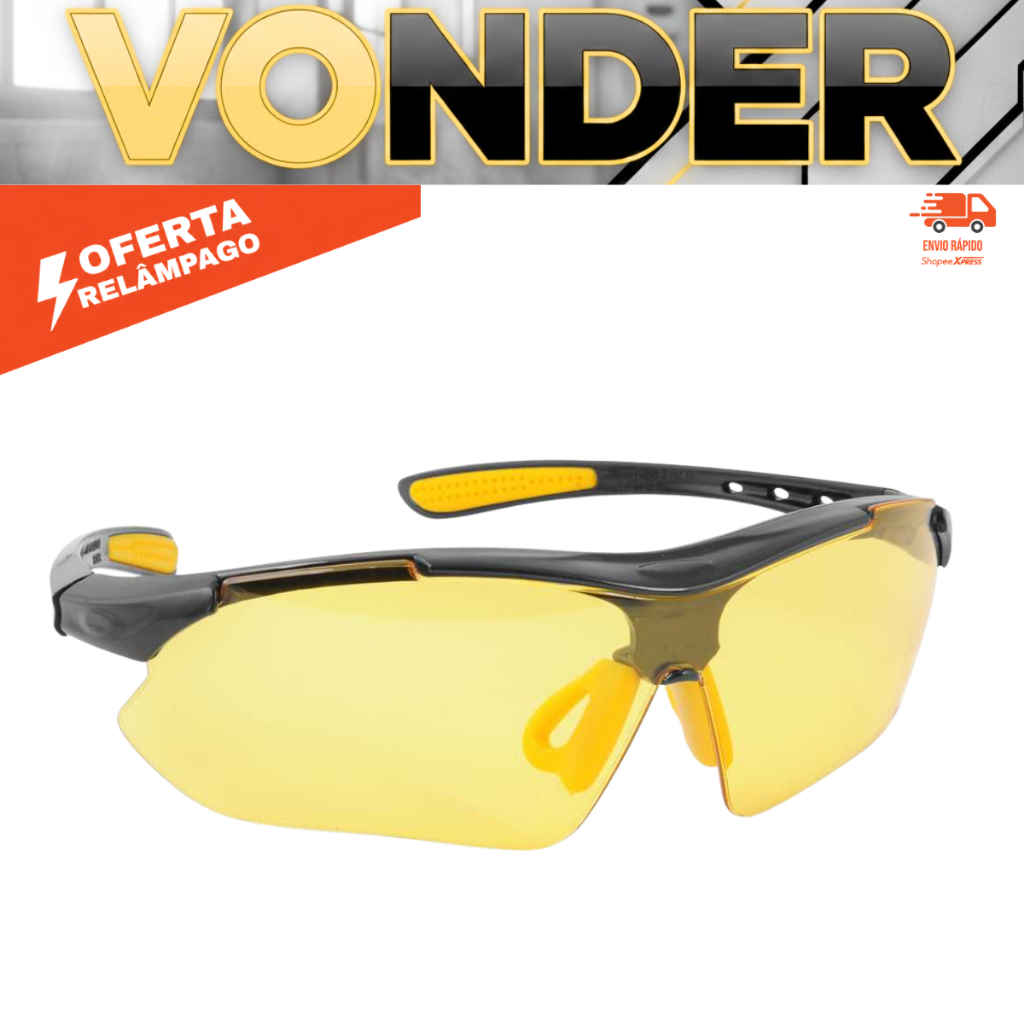 Óculos de Segurança Boxer Âmbar Proteção Epi Vonder