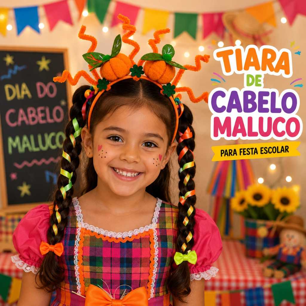 TIARA CABELO MALUCO INFANTIL FESTA ESCOLAR DIA DO CABELO MALUCO