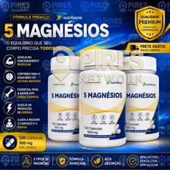 5 Magnésios Nutriforme 120 Cápsulas 500mg Magnésio Treonato Malato Cloreto Dimalato e Bisglicinato Suplemento Natural