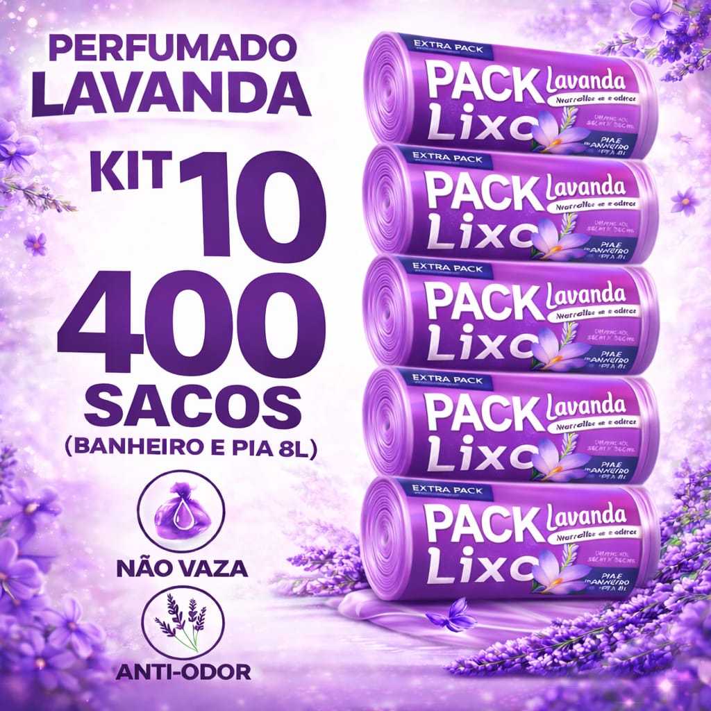 Sacos de Lixo para Pia e Banheiro Aroma Lavanda  Saco De Lixo Perfumado Resistente