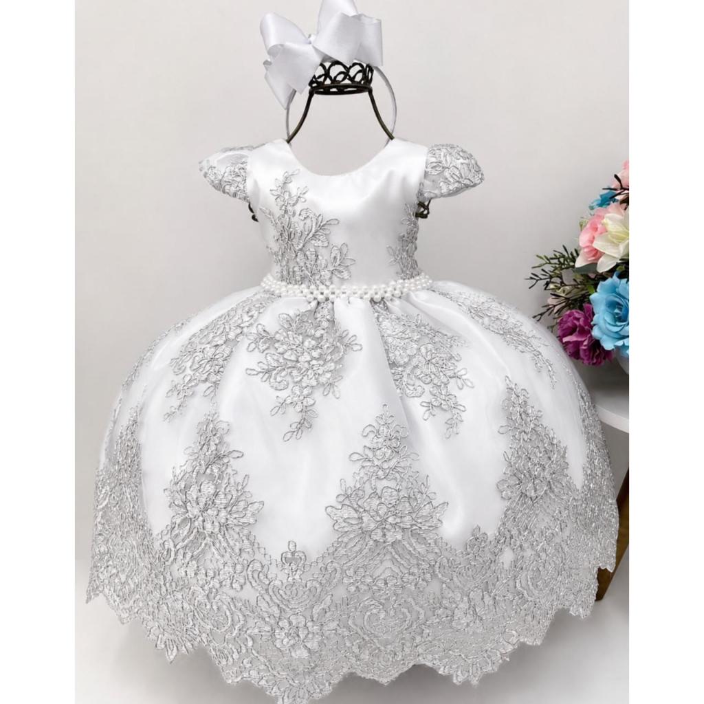 Vestido Infantil Realeza Vestido de Festa Bebê e Infantil Luxo Daminha Aniversário Casamento