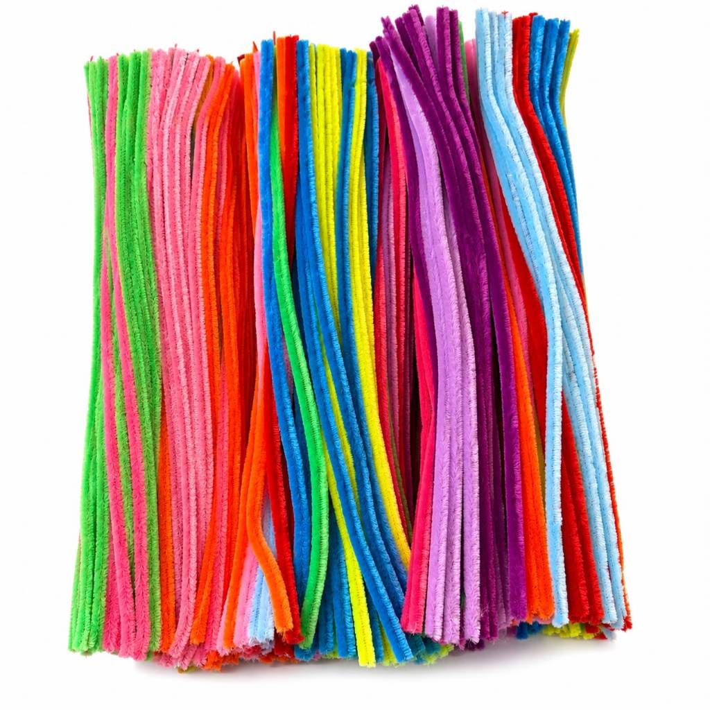 Haste de Chenille Flexível Amarela para Trabalhos Manuais – 100 Unidades