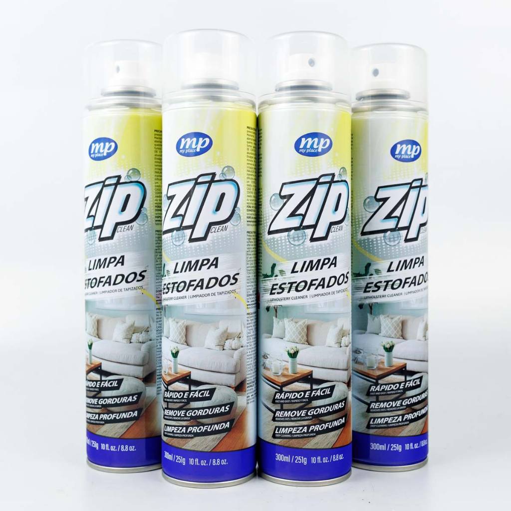 KIT 4 LIMPADORES A SECO de Estofados, Carpet e Teto de Veículos, SOFÁS, COLCHÕES E TAPETES Mundial Prime ZIP 300ml