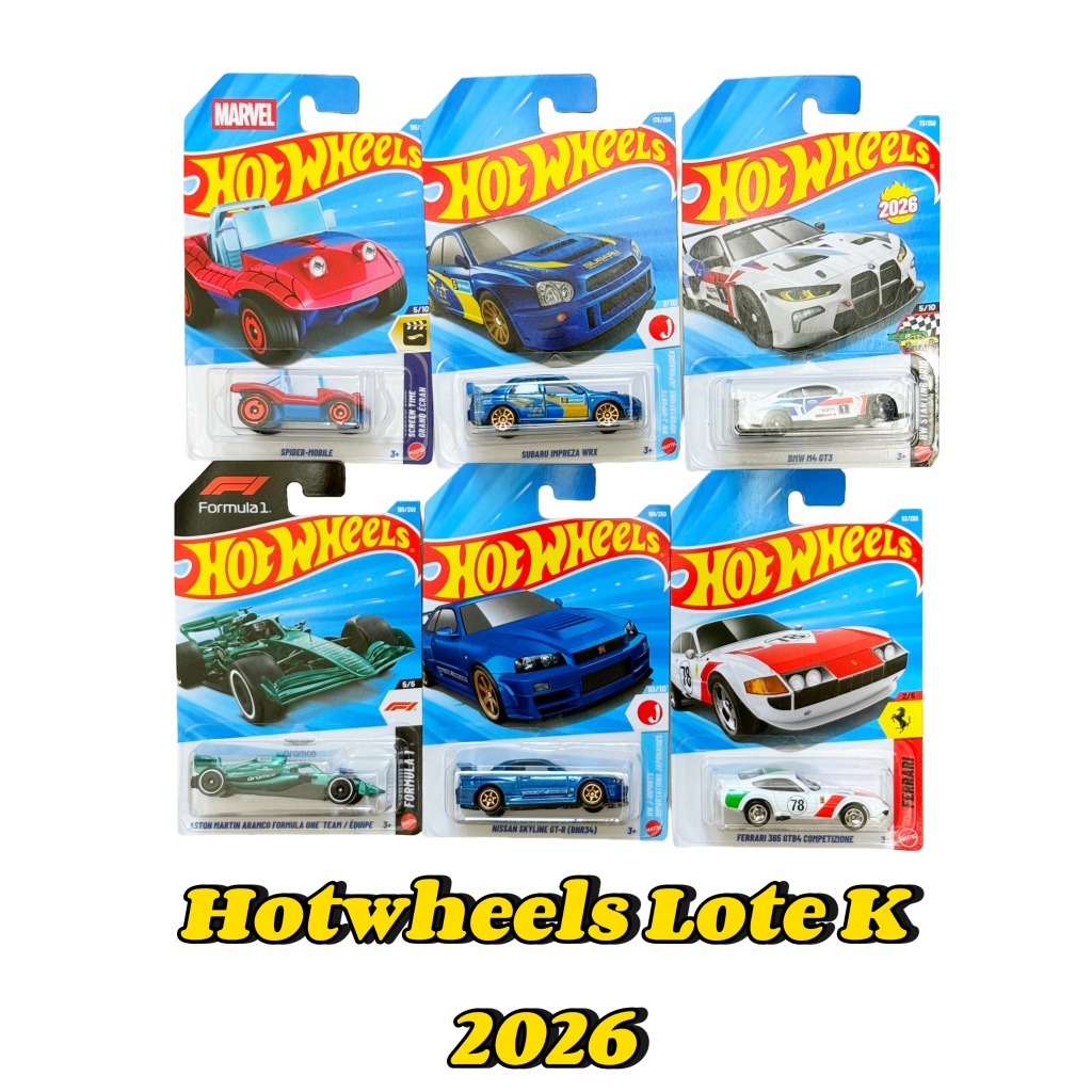 Hot Wheels 2026 Lote K Ferrari Skyline R34 Subaru WRX BMW Porsche Supra GT500