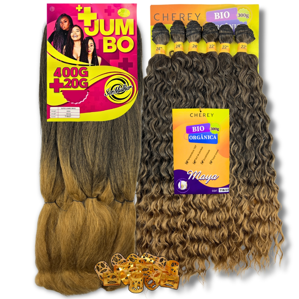 Kit Gypsy Braid Cabelo Cacheado Orgânico Maya Cherey + Jumbo Tranças Ser Mulher 420 gramas