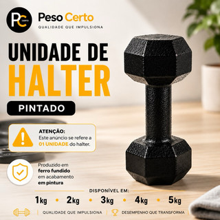UNIDADE Halter Sextavado Pintado Academia Musculação Treino Casa Crossfit Peso Fisioterap…