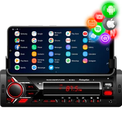 MP3 Player Som Automotivo Bluetooth USB SD FM 1 Din Com Suporte Para Celular Controle Remoto