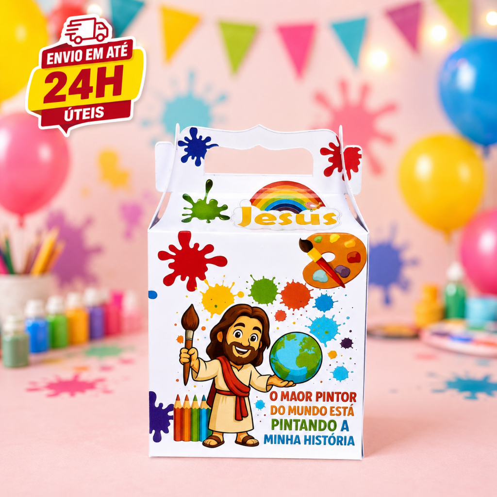 Kit  Maletinha Personalizada O Maior Pintor do Mundo Lembrancinha Aniversario Pegue e Monte