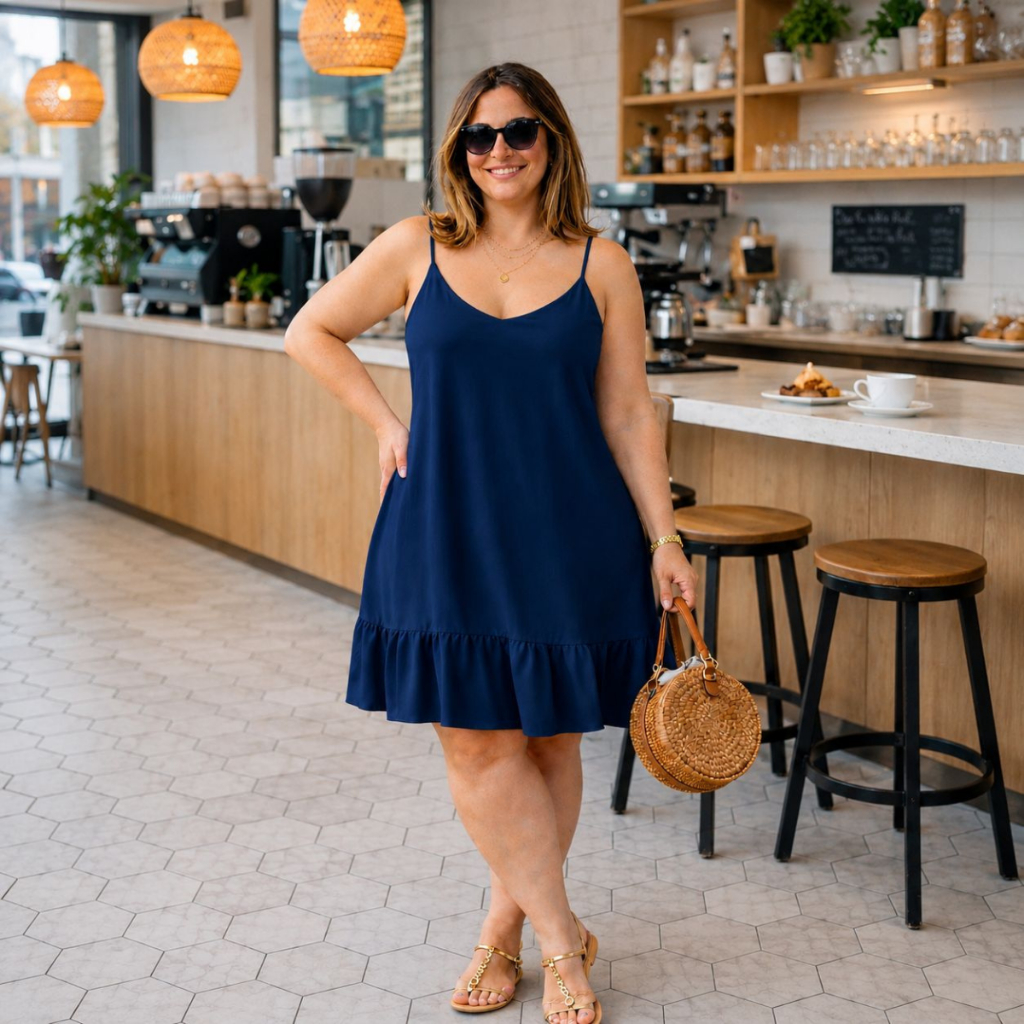 Vestido Feminino Básico Alcinha Verão Babado Saia Alça Regulavel M ao G2 Praia Leve e Versatil