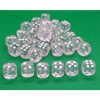Dados Transparentes Pontos Brancos de 06 lados com 12 mm (1,2 Cm)