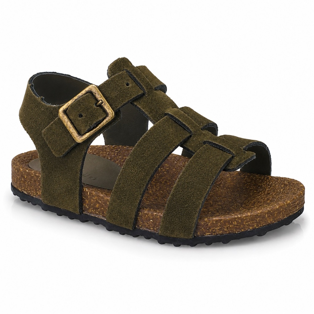 Sandália Birken Infantil Masculina Pequito Fivela Ajustável Verão Verde Caramelo 9730