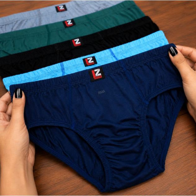 Cueca slip do vovô, com elástico embutido, 100% algodão, kit com 3,6 peças, não aperta, não enrola.