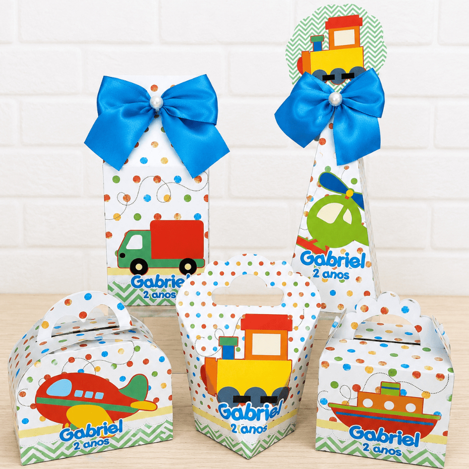 Kit Festa Personalizados Meios de Transporte - Personalizados Carrinhos Cute - Lembrancinha Festa Infantil Menino