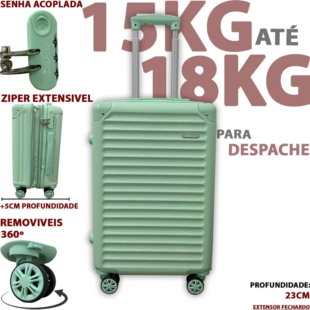 Mala de viagem ABS de 15KG - 20KG 12KG de rodinha 360º mala media com senha promocao menor preço
