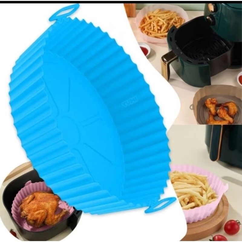 Forma De Silicone Para Air Fryer Forno Microondas Fritadeira Assadeira – Reutilizável Antiaderente Flexível