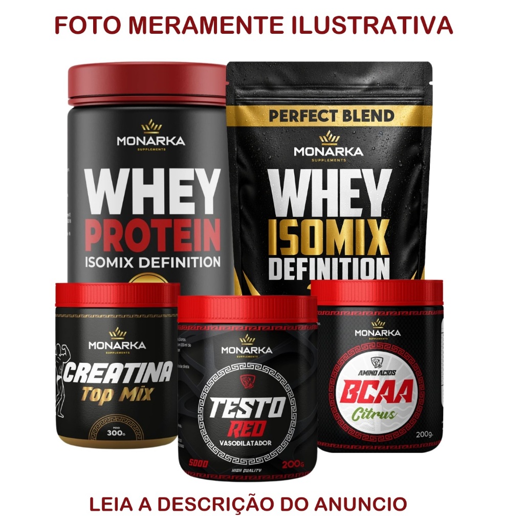 Kit Suplementos Musculação Whey Creatina BCAA Pré-treino