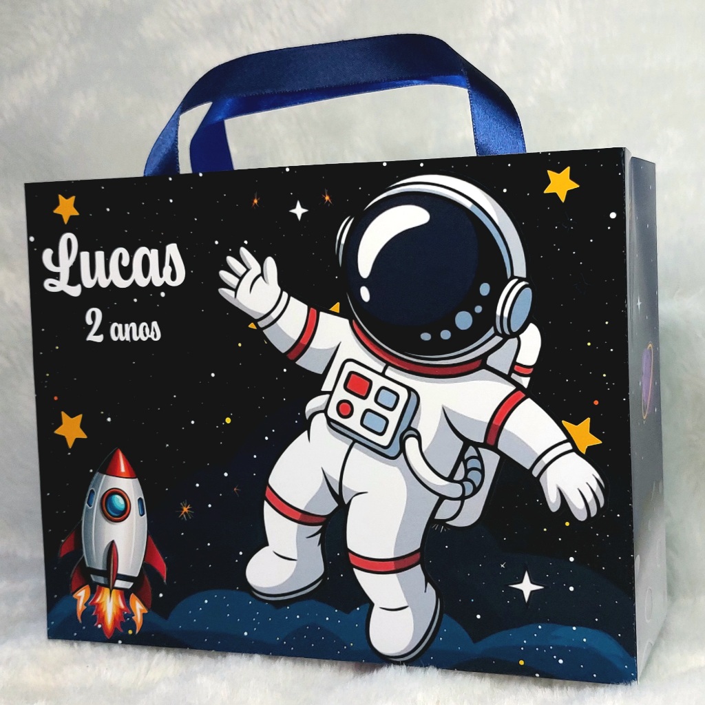 Sacolinha personalizada Astronauta 2 tam G | lembrancinha Astronauta | festa | aniversario | mesversario