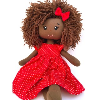 BONECA DE PANO NEGRA ARTESANAL 40cm | Vestido com Velcro | BRINQUEDO, AFRO