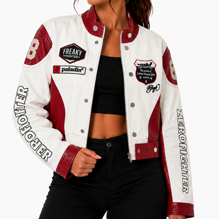 Jaqueta de Couro Feminina College Motoqueira Estilosa Diversas Cores