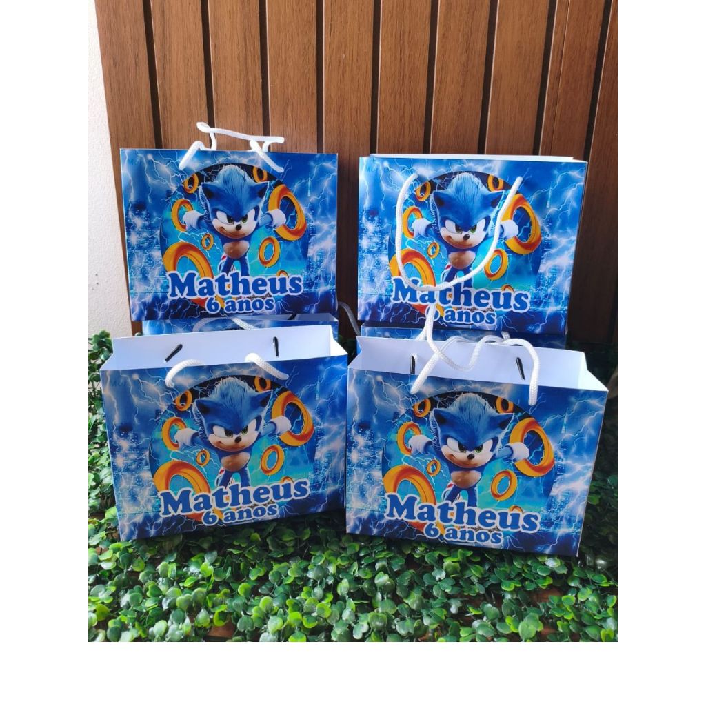 ENVIO RÁPIDO Sacolinha  Sacola Personalizada Sonic |  Aniversário Infantil | Lembrancinha Festa l FAZEMOS TODOS OS TEMAS