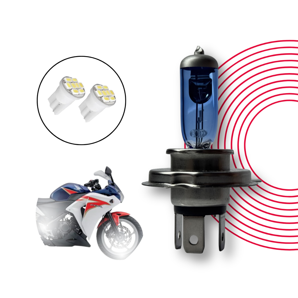 Lâmpada Halógena Super Branca H4 para Moto Honda CBR 250R 2012 2013