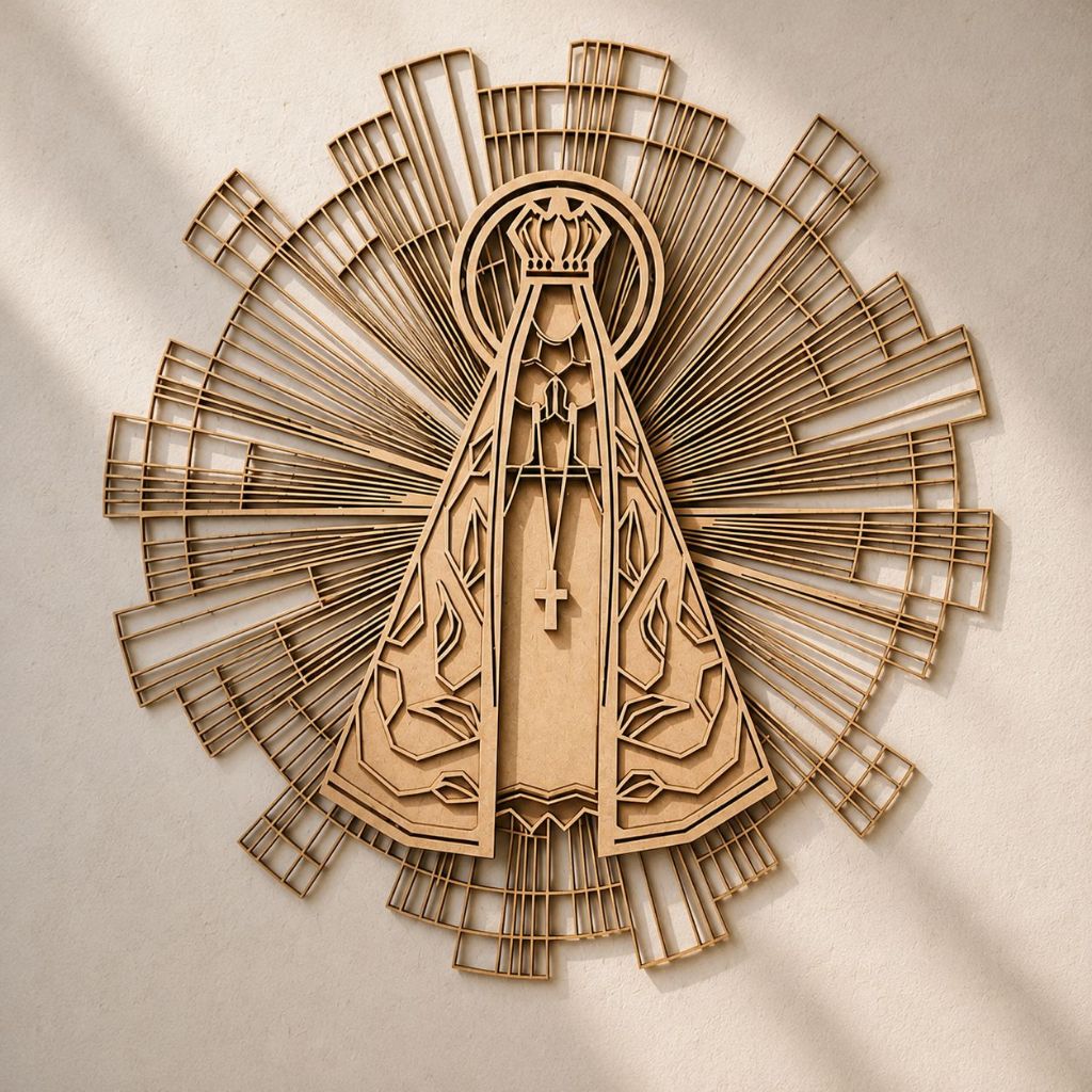 QUADRO DECORATIVO VAZADO NOSSA SENHORA APARECIDA — MDF CRU 3MM