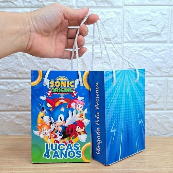 Sacolinha Personalizada para Lembrancinha de Aniversário Festa do Sonic
