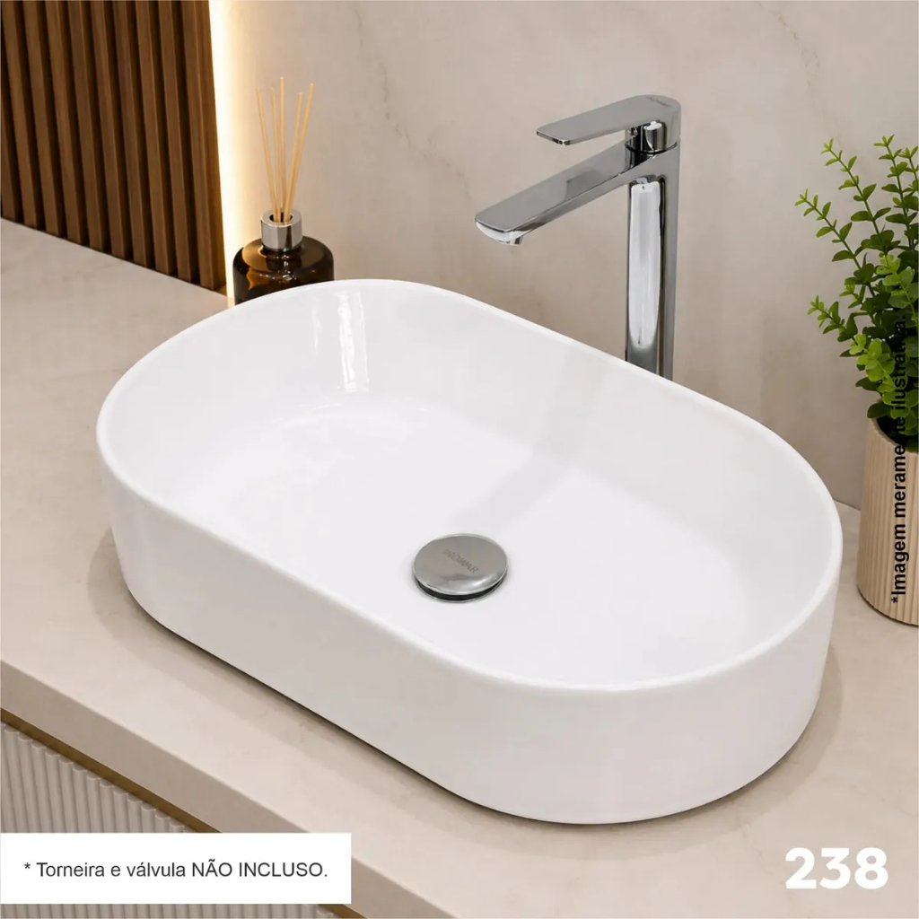 Cuba de Apoio Porcelana Retangular 30x53 Branca Louça Esmaltada Banheiro Lavabo Atriun Baby Inowar