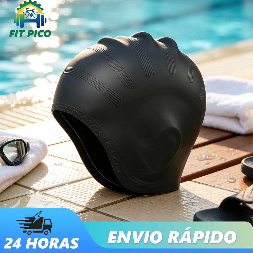 Touca Natação Hidroginástic Silicone Premium Profissional Unissex Protetor Ouvido Orelha Cabelo