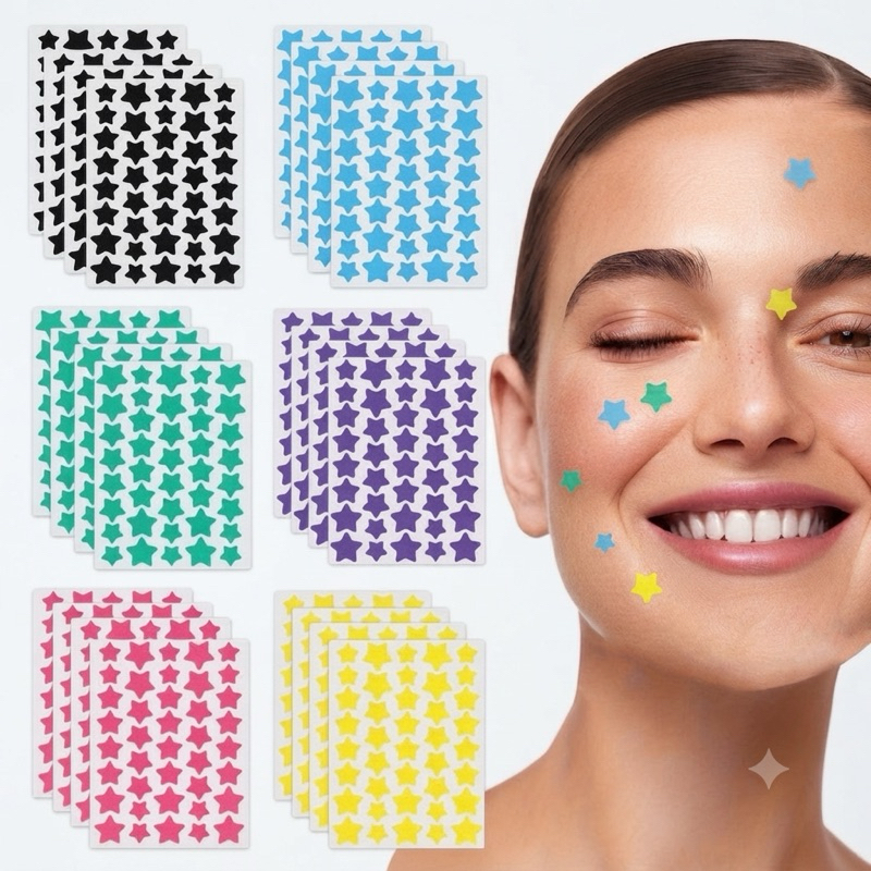 Adesivos de Estrela para Acne - Ultrafino, Invisível sob Maquiagem, Tecnologia de Microagulhas