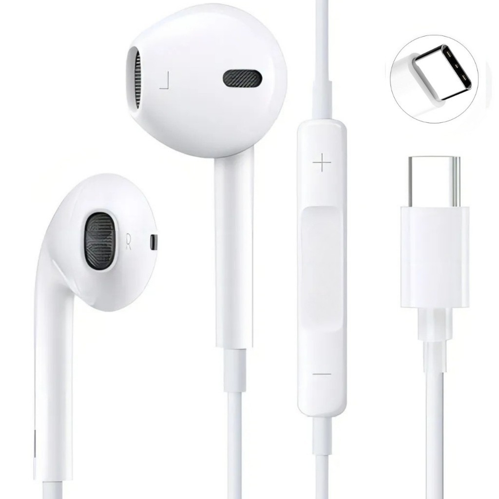 Fone de ouvido com fio Tipo C (USB-C) Compativel iPhone 15 /16 e android Incompa
