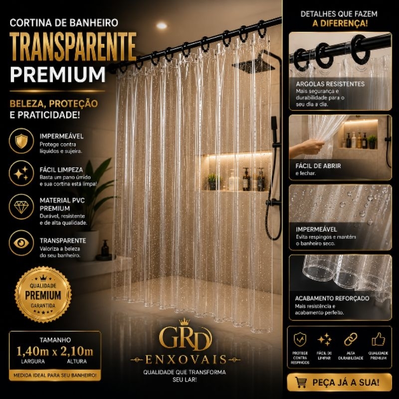 CORTINA DE BOX PVC_ CRISTAL _ 140 x 2,00 – SUPER RESISTENTE TRANSPARENTE E DURAVEL PLASTICO