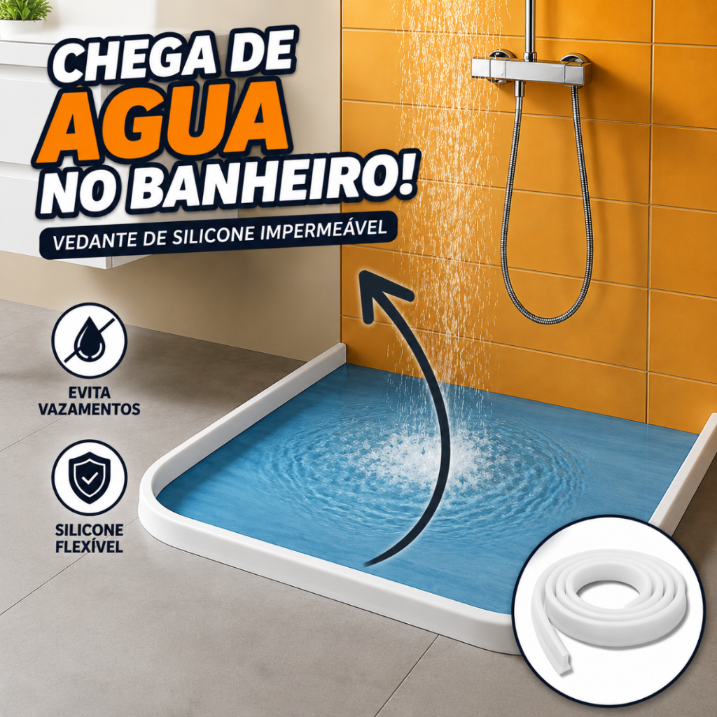 Fita Barreira de Água para Banheiro 1,5 Barreira de Silicone para Banheiro Fita Vedação Impermeável