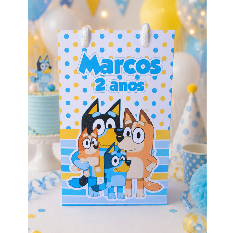 Sacolinha Surpresa Personalizada BLUEY (menino) - Com Alça -  PEGUE E MONTE
