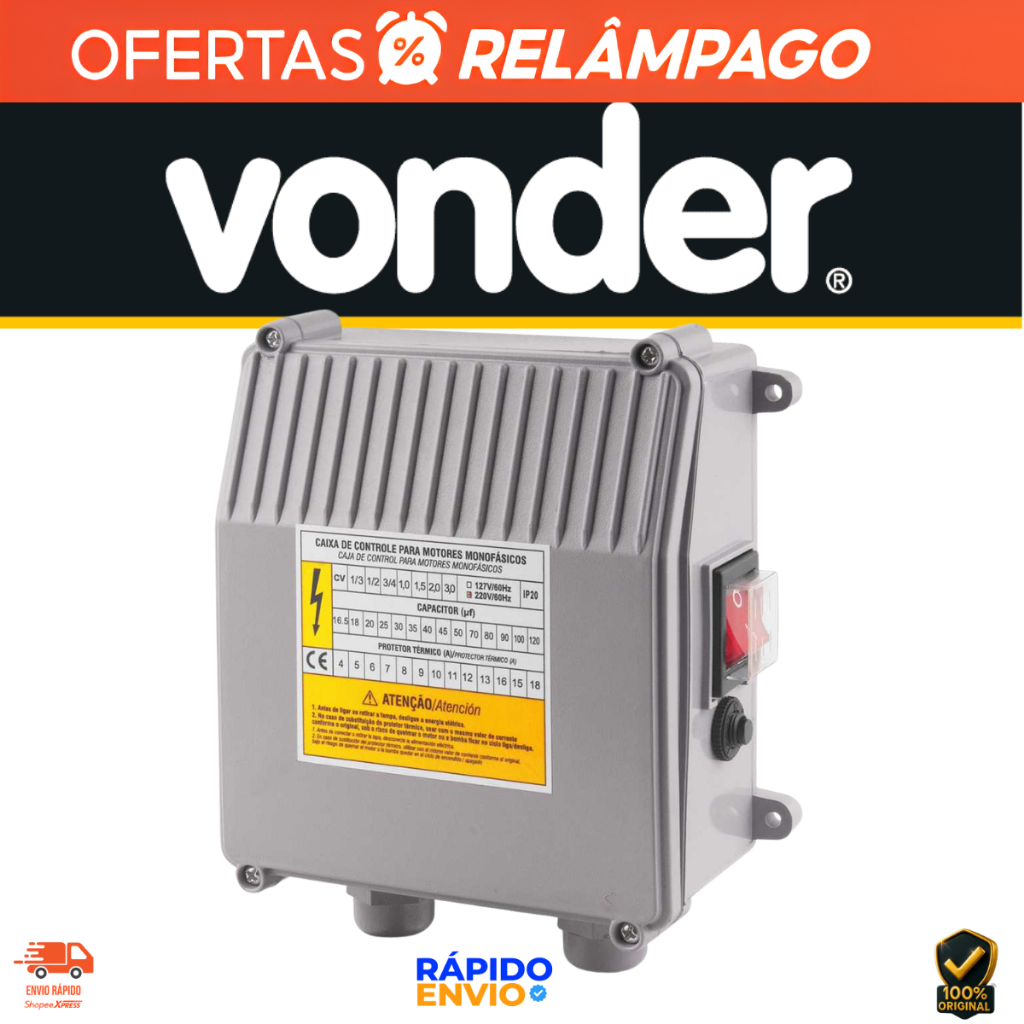 Caixa De Comando Para Bomba Submersa Caneta 3 Pol 1,5hp 220v Com Protetor Térmico Vonder Oferta