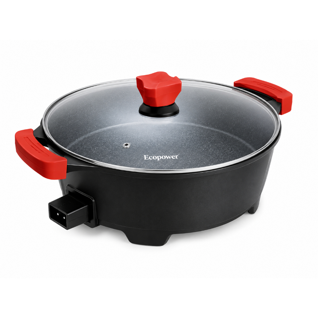 Panela Elétrica Grill Ecopower EP-3622 220V Antiaderente com Tampa de Vidro