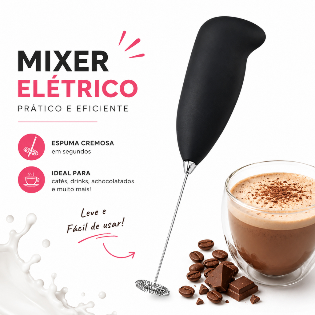 Mixer Elétrico Portátil Para Café Leite Cappuccino Ovos Bebidas