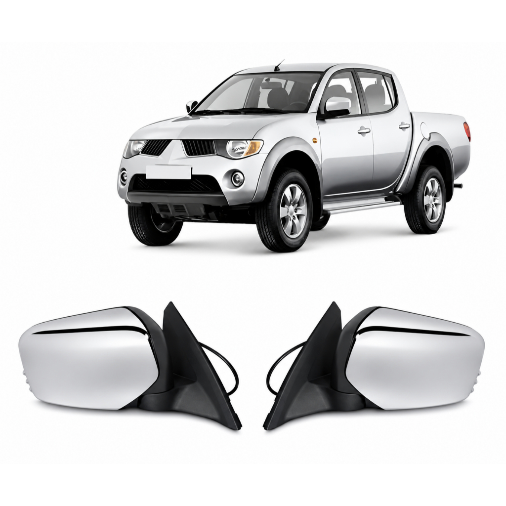 Par Retrovisor Mitsubishi L200 Triton 2008 2009 2010 2011 2012 2013 Cromado Direit + Esquerd