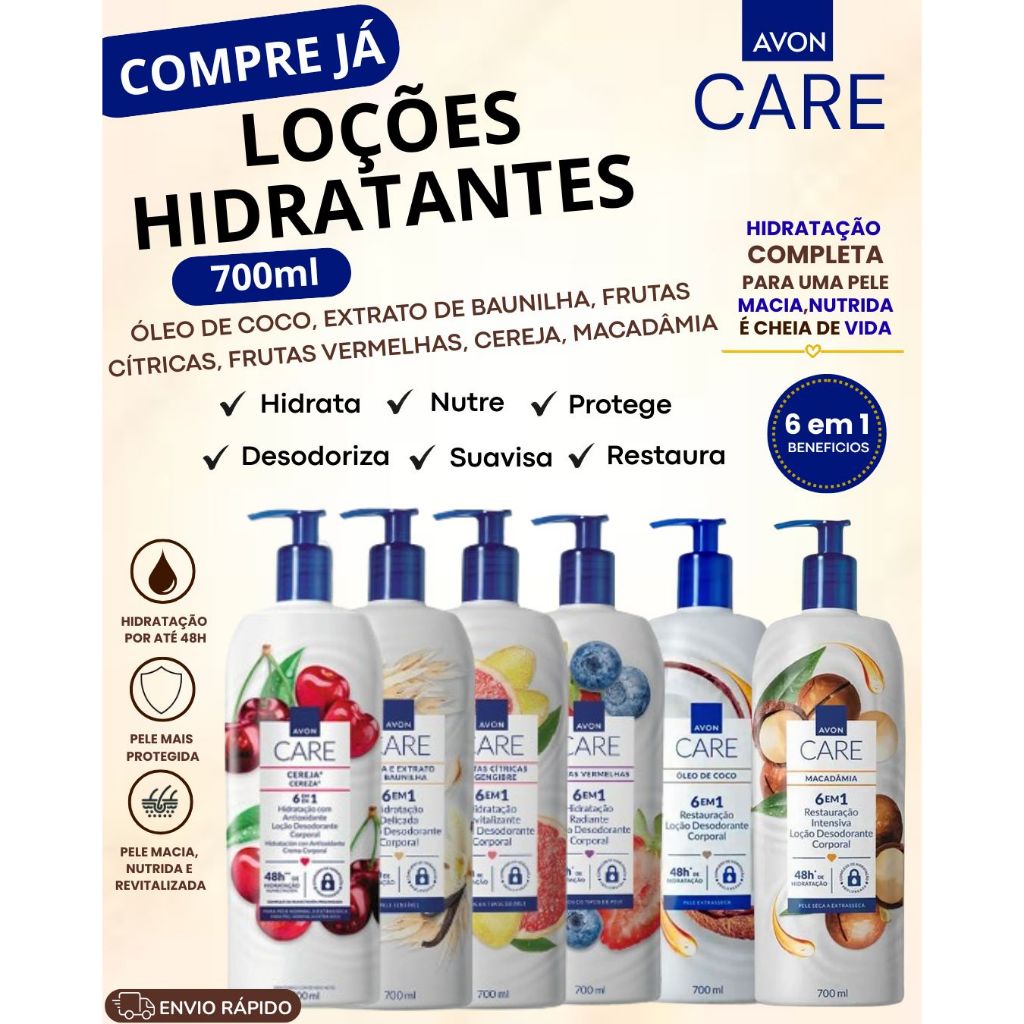 LOÇÕES HIDRATANTES CORPORAIS 700ML AVON CARE