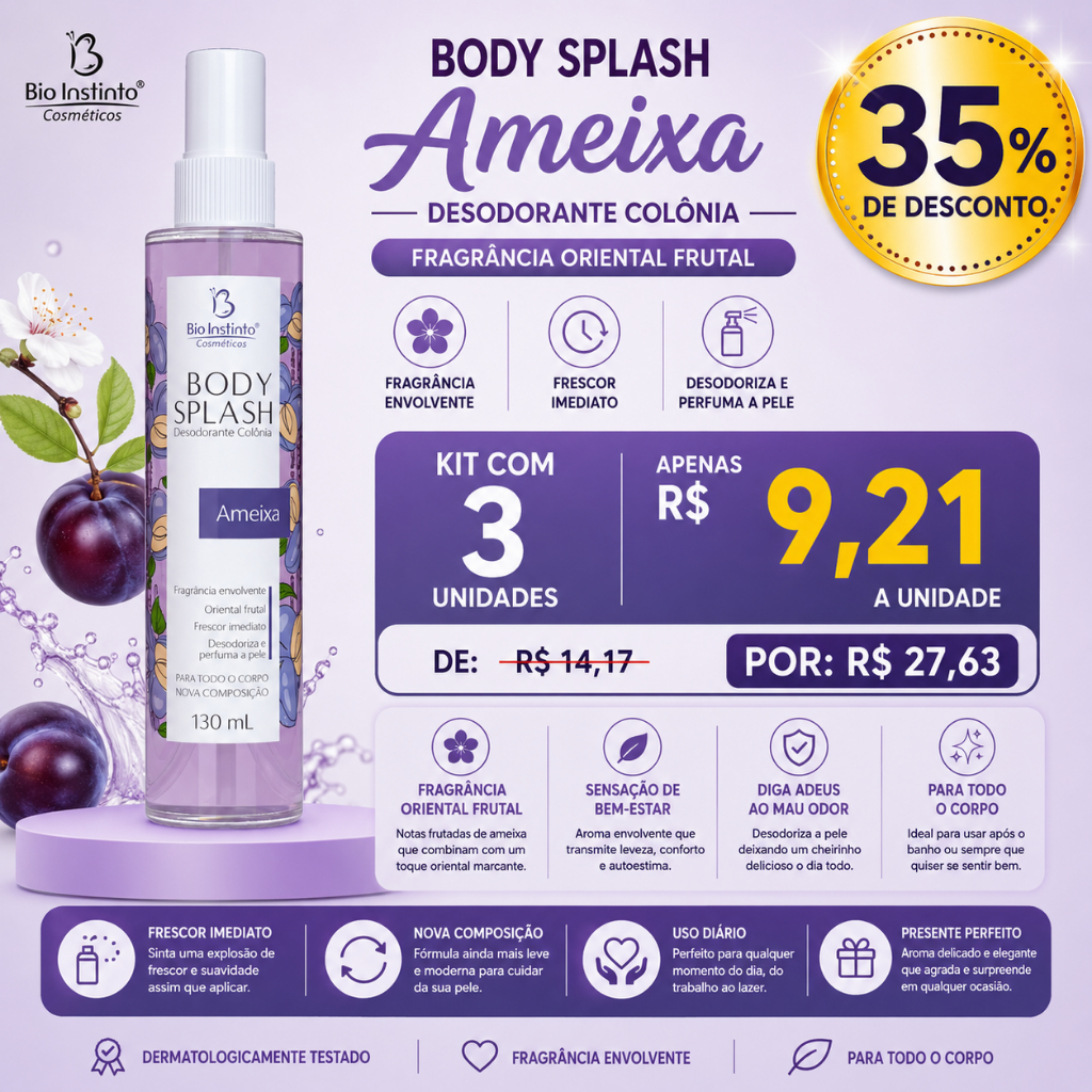 Desodorante Body Splash Ameixa 130ml - Bio Instinto