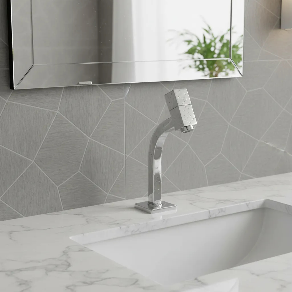 Torneira para Banheiro Aço Inox Design Moderno Bica Curva Quadrada 1/4 de Volta Cromada Preto