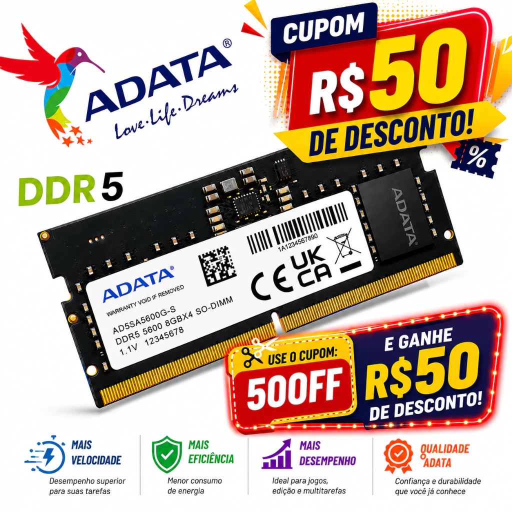 Memória Ram DDR5 8GB XPG/ADATA/Samsung/Sk Hynix para Notebook 4800MHZ/5600MHZ 1X8 DDR5 PC5 SODIMM