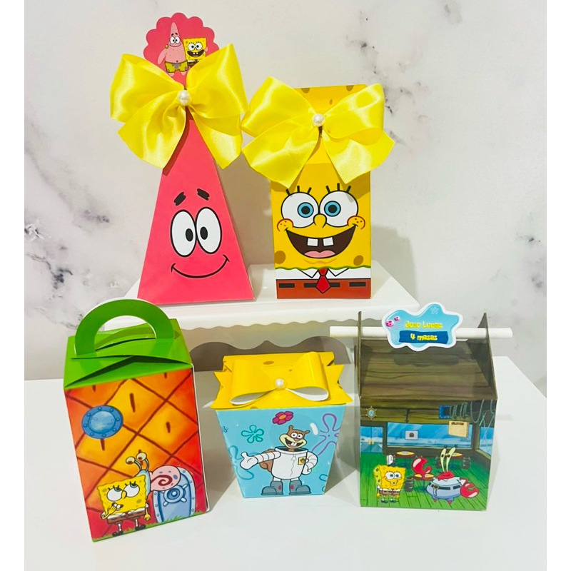 PEGUE E MONTE BOB ESPONJA- KIT FESTA - CAIXINHA CASA ESCOLA- PERSONALIZADOS- MESVERSARIO ANIVERSARIO - LEMBRANCINHA