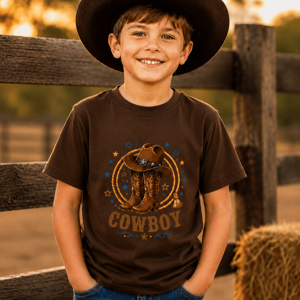 Camiseta Infantil Cowboy Western Menino Camisa Country Algodão Premium