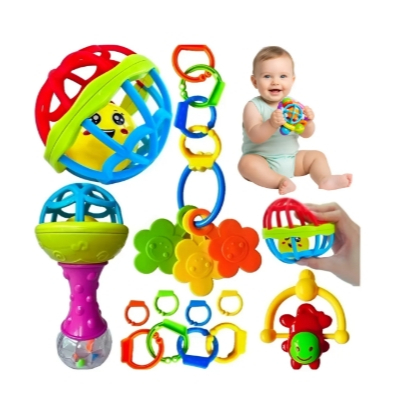 Kit Chocalho Bebe Mordedor Macio Sensorial Criança Diversão Brinquedo infantil