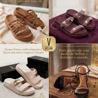 sandálias femininas  vizzano ORIGINAL #Slide Vizzano#papete#Calçado Casual Chic