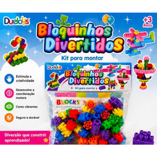 Bloquinhos Divertidos Kit para Montar Blocos de Encaixe Brinquedo Educativo Infantil Criativo Coordenação Motora 3+ Anos