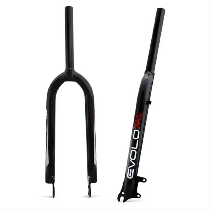 GARFO RÍGIDO PRETO EVOLO 244 DO GRAU COM SUPORTE PARA FREIO A DISCO E FERRADURA E PASSAGEM PARA COMDUITE